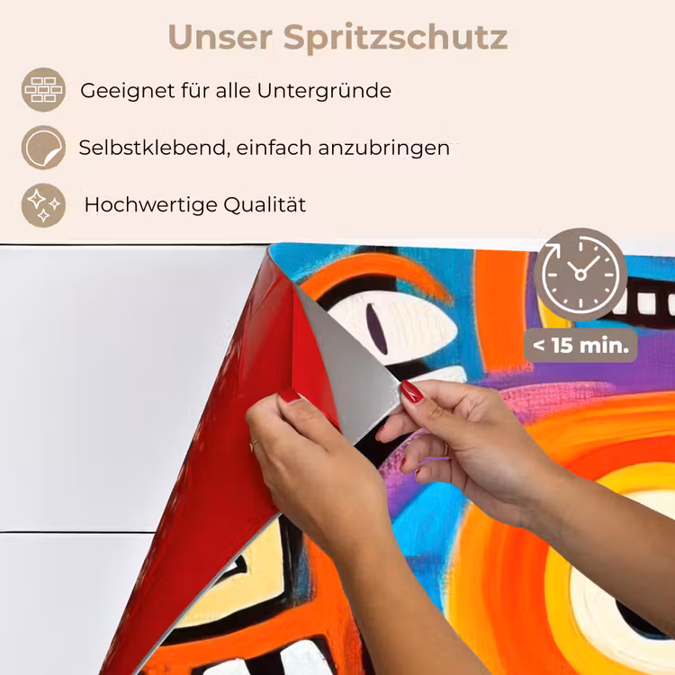Spritzschutz Küche - Abstrakt - Gesicht - Farbenfroh — 4
