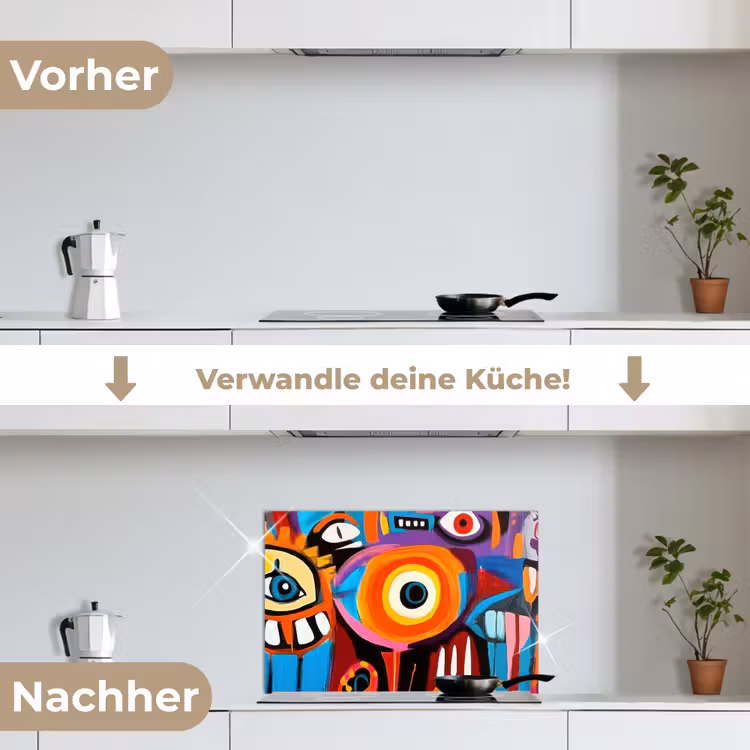 Spritzschutz Küche - Abstrakt - Gesicht - Farbenfroh — 7