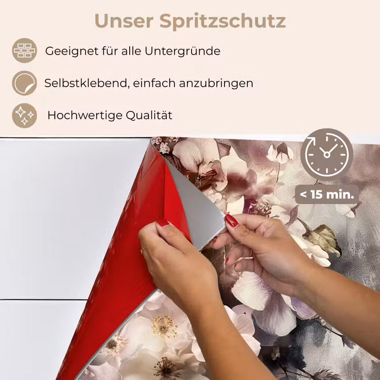 Spritzschutz Küche - Blumen - Beton - Grau - Flora — 4
