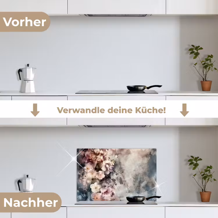 Spritzschutz Küche - Blumen - Beton - Grau - Flora — 7
