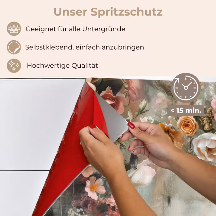 Spritzschutz Küche - Blumen - Beton - Rosen - Grau — 4