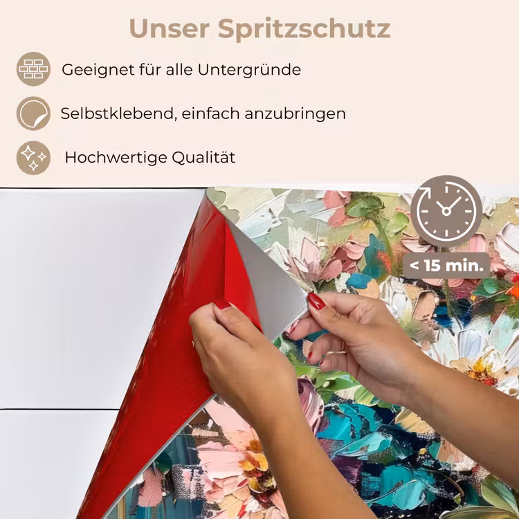 Spritzschutz Küche - Blumen - Malerei - Farbenfroh - Aquarell — 4