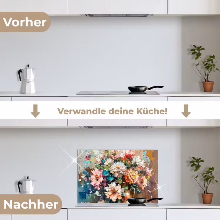 Spritzschutz Küche - Blumen - Malerei - Farbenfroh - Aquarell — 7