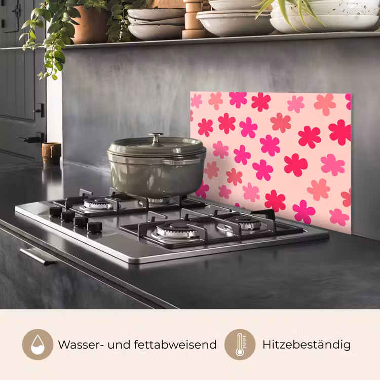 Spritzschutz Küche - Blumen - Muster - Rosa — 2