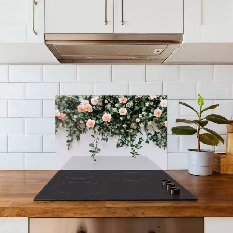 Spritzschutz Küche - Blumen - Wand - Rosen - Grün — 3