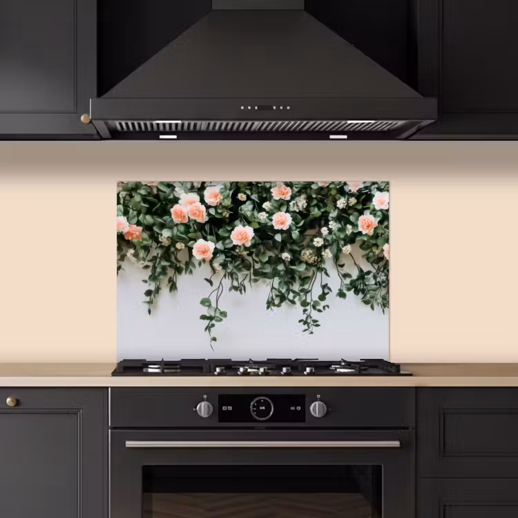 Spritzschutz Küche - Blumen - Wand - Rosen - Grün — 5