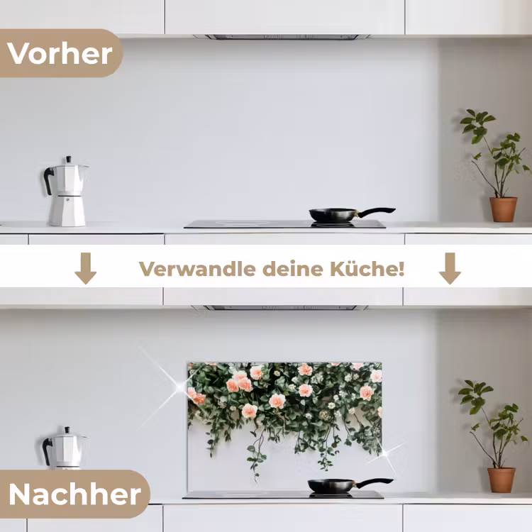 Spritzschutz Küche - Blumen - Wand - Rosen - Grün — 7