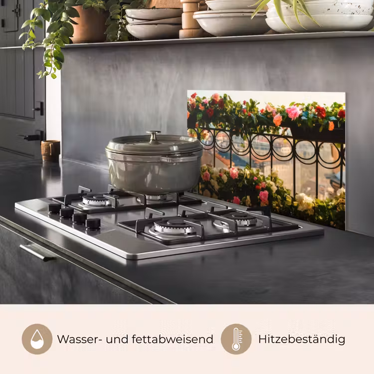 Spritzschutz Küche - Blumen - Zaun - Stadtbild - Sommer — 2