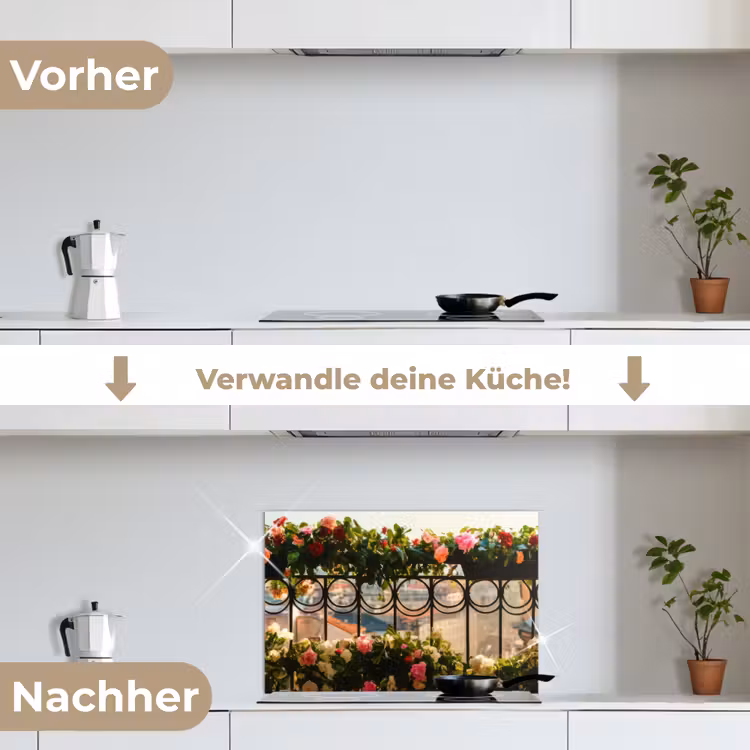 Spritzschutz Küche - Blumen - Zaun - Stadtbild - Sommer — 7