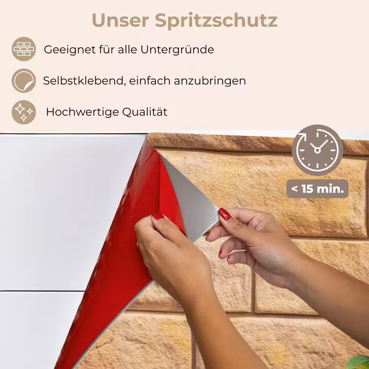 Spritzschutz Küche - Blumen - Ziegelsteine - Farbenfroh — 4