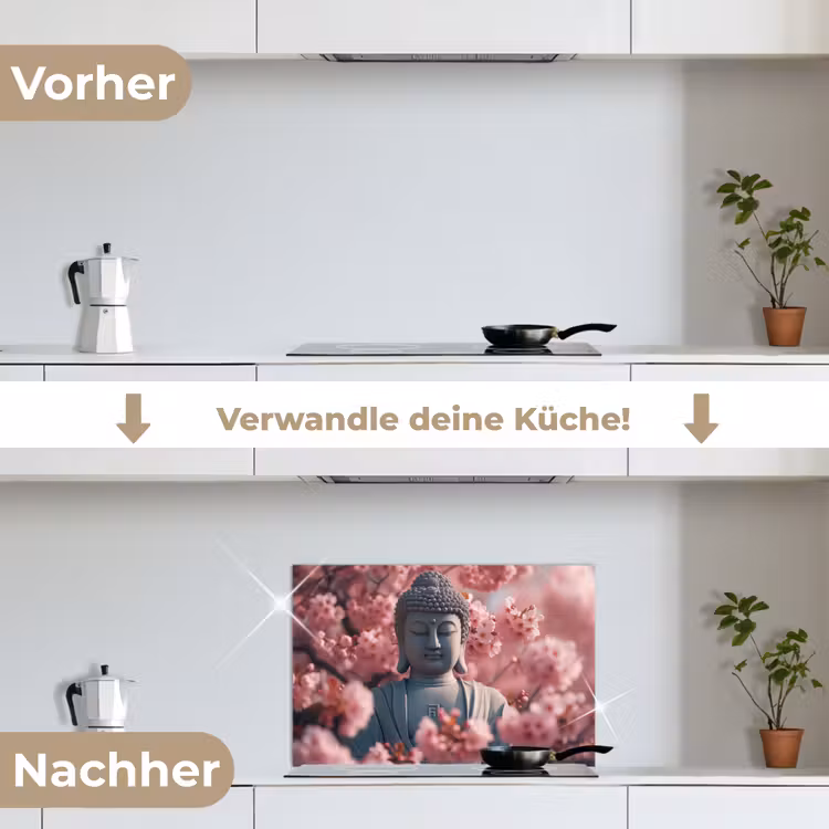 Spritzschutz Küche - Buddha - Bild - Sakura - Buddha - Kirschblüte — 7