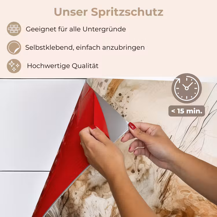 Spritzschutz Küche - Abstrakt - Beige - Farbe - Kunst - Natur - Blumen — 4