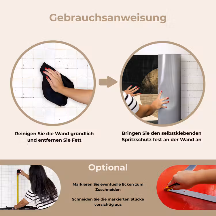 Spritzschutz Küche - Abstrakt - Kreise - Schwarz - Gold — 6