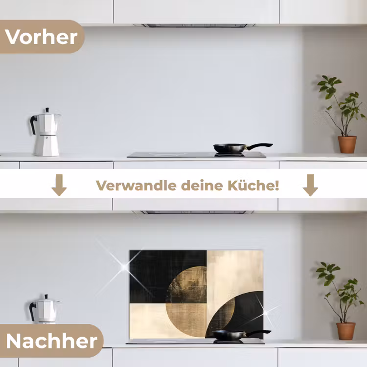 Spritzschutz Küche - Abstrakt - Kreise - Schwarz - Gold — 7