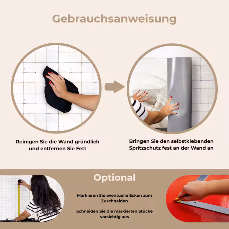 Spritzschutz Küche - Abstrakt - Moderne Kunst - Beige — 6