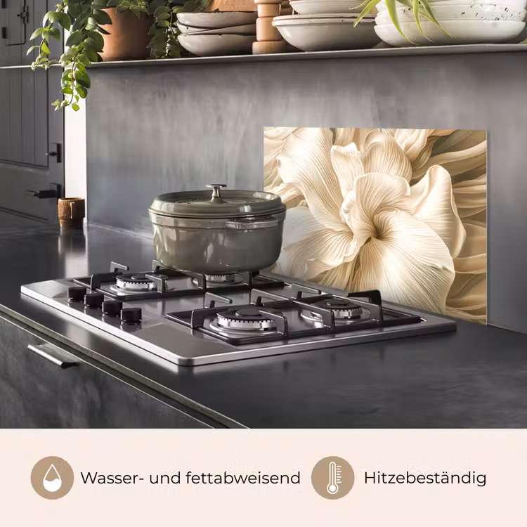 Spritzschutz Küche - Beige - Blume - Muster — 2