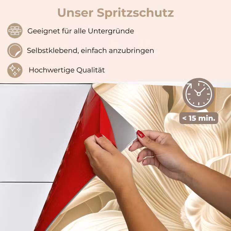 Spritzschutz Küche - Beige - Blume - Muster — 4