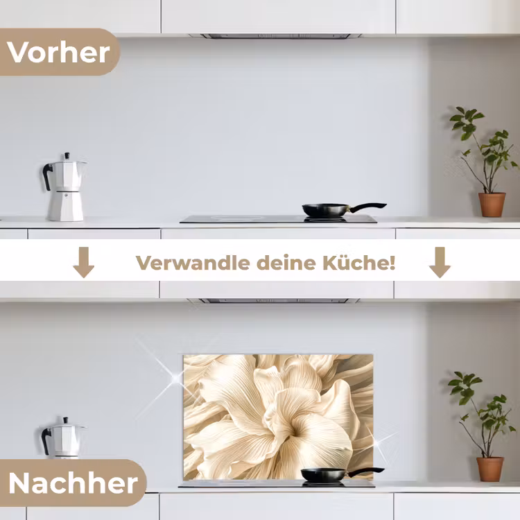 Spritzschutz Küche - Beige - Blume - Muster — 7