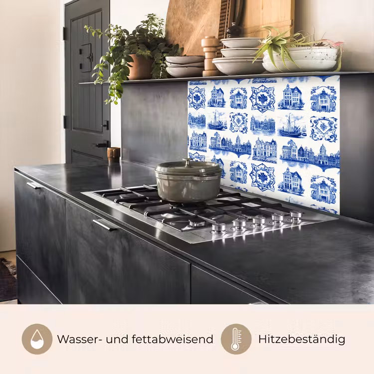 Küchenrückwand - Häuser - Schiffe - Blau — 4