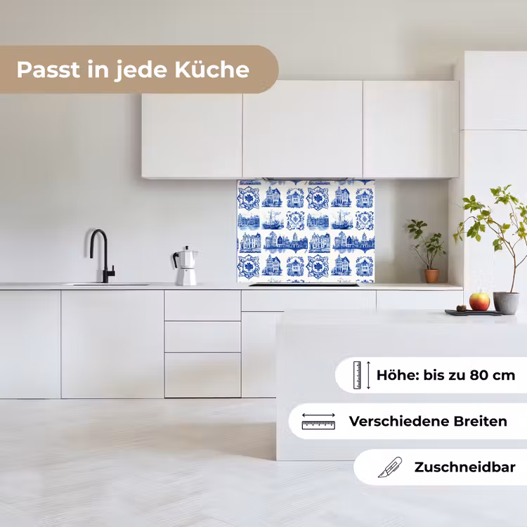 Küchenrückwand - Häuser - Schiffe - Blau — 6