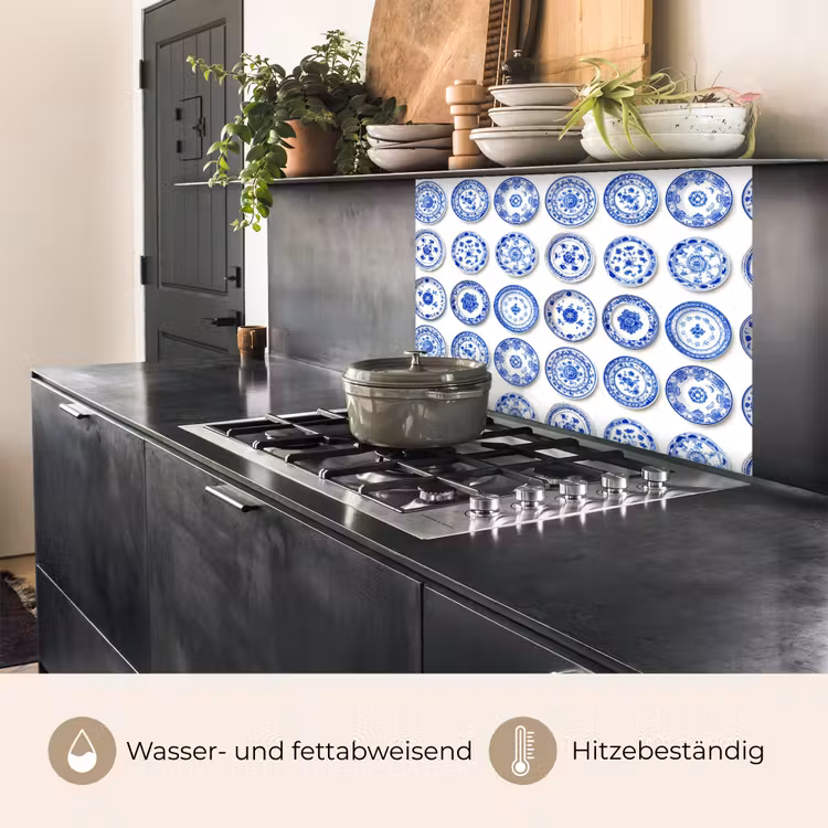 Küchenrückwand - Teller - Blumen - Muster - Blau — 4