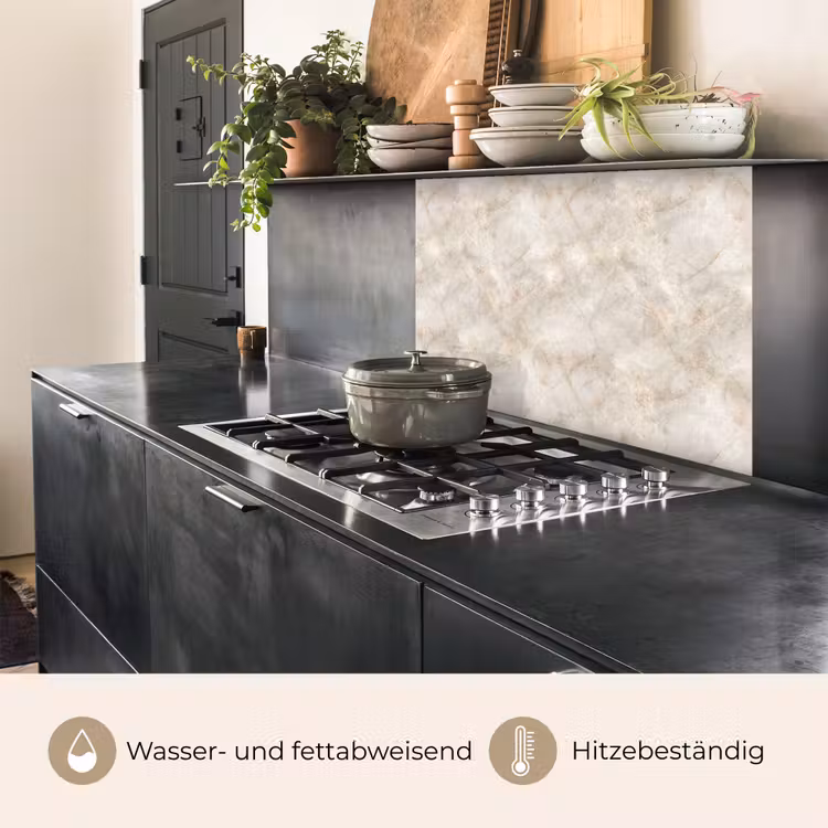 Küchenrückwand - Hellbeige - goldbraune Adern - Marmor — 4
