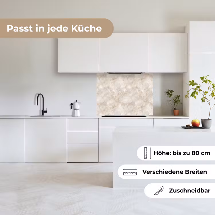 Küchenrückwand - Hellbeige - goldbraune Adern - Marmor — 6