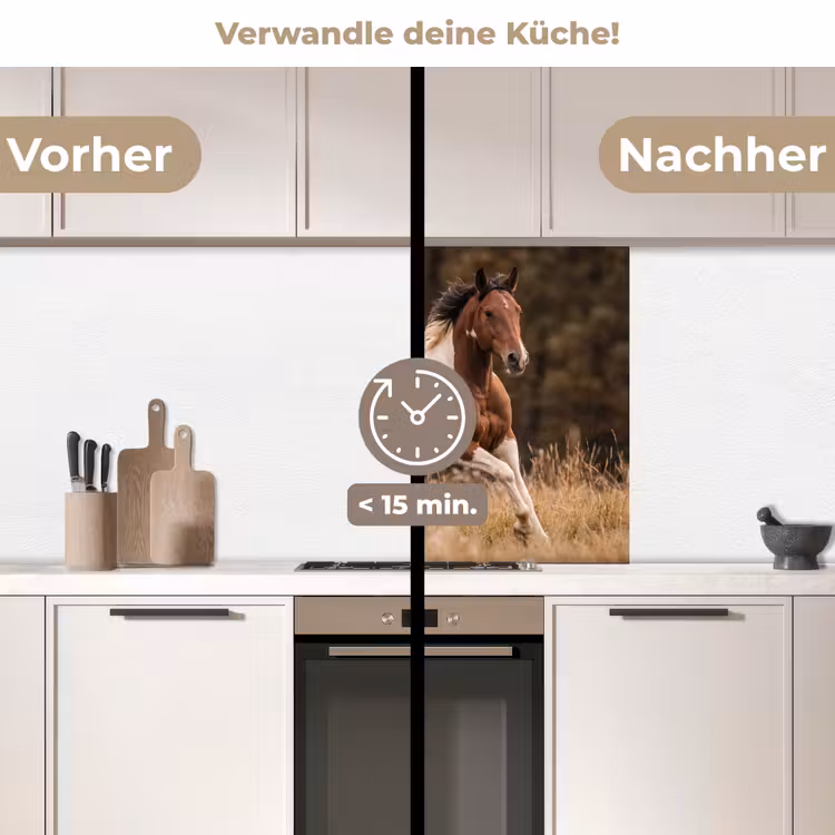 Küchen rückwand - Pferd - Braun - Gras — 2