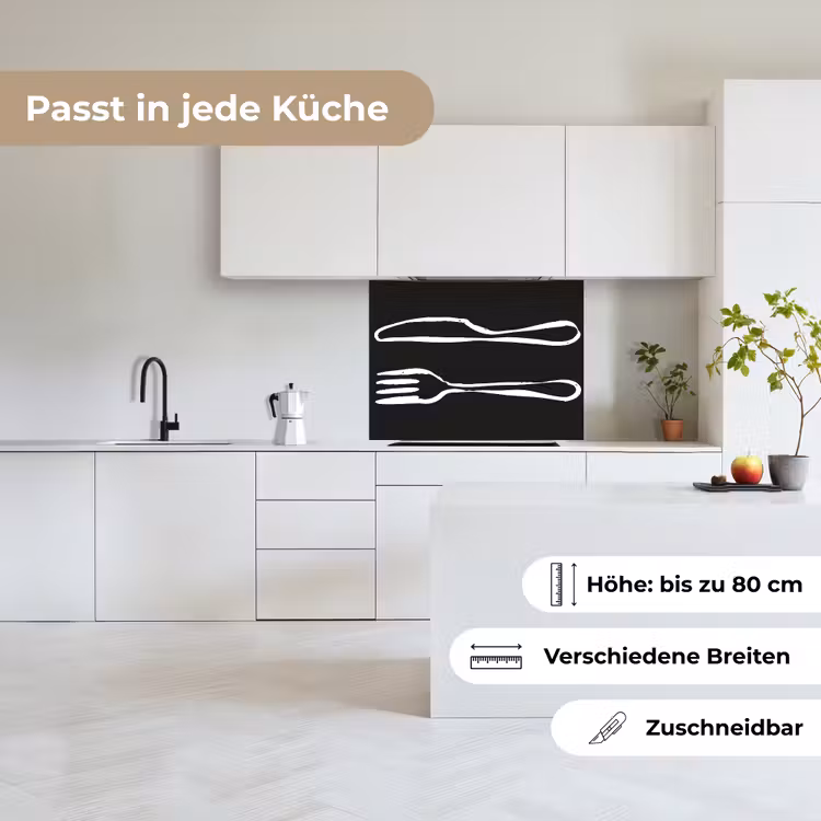 Küchenrückwand - Besteck - Liegend - Schwarz - Weiß — 6