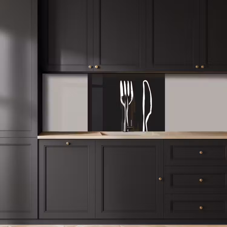 Küchenrückwand - Besteck - Stehend - Schwarz - Weiß — 5