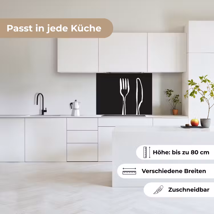 Küchenrückwand - Besteck - Stehend - Schwarz - Weiß — 6