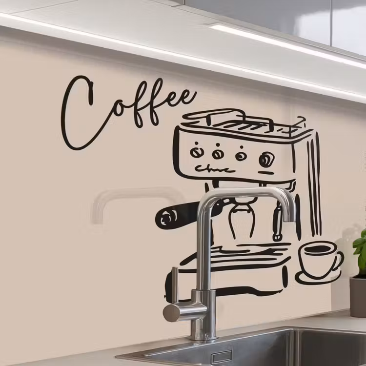 Küchenrückwand - Espressomaschine - Beige - Schwarz — 1