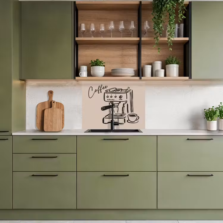 Küchenrückwand - Espressomaschine - Beige - Schwarz — 7