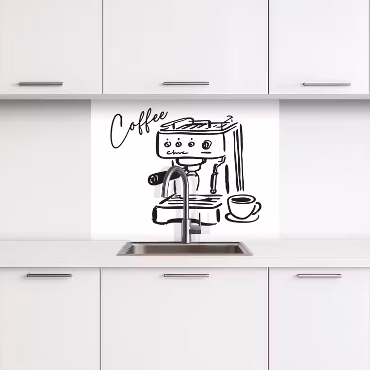 Küchenrückwand - Espressomaschine - Schwarz - Weiß — 3