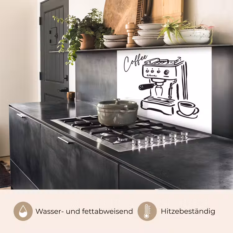 Küchenrückwand - Espressomaschine - Schwarz - Weiß — 4