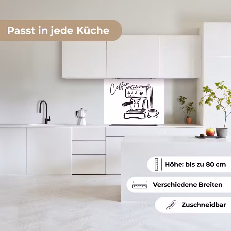 Küchenrückwand - Espressomaschine - Schwarz - Weiß — 6