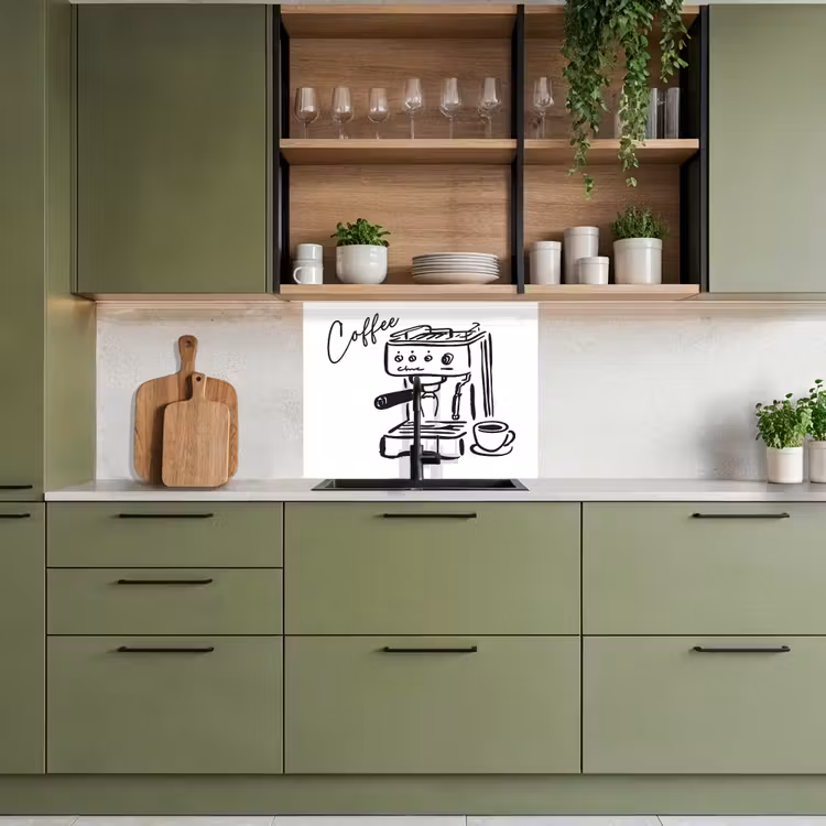 Küchenrückwand - Espressomaschine - Schwarz - Weiß — 7