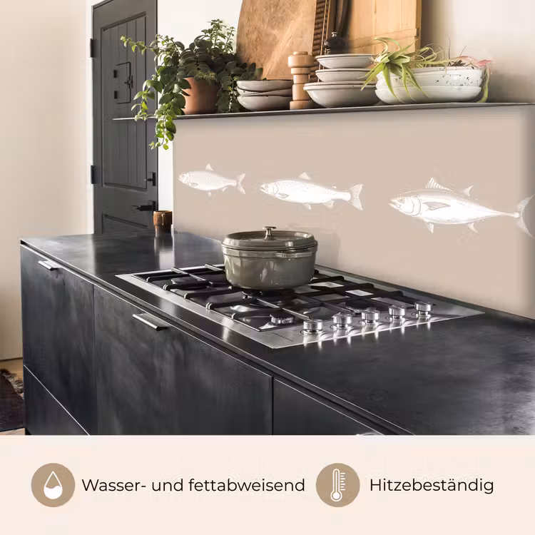 Küchen rückwand - Fisch - Beige - Weiß — 3
