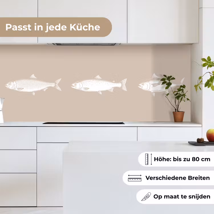 Küchen rückwand - Fisch - Beige - Weiß — 4