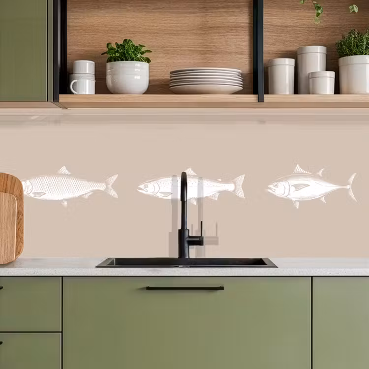 Küchen rückwand - Fisch - Beige - Weiß — 5