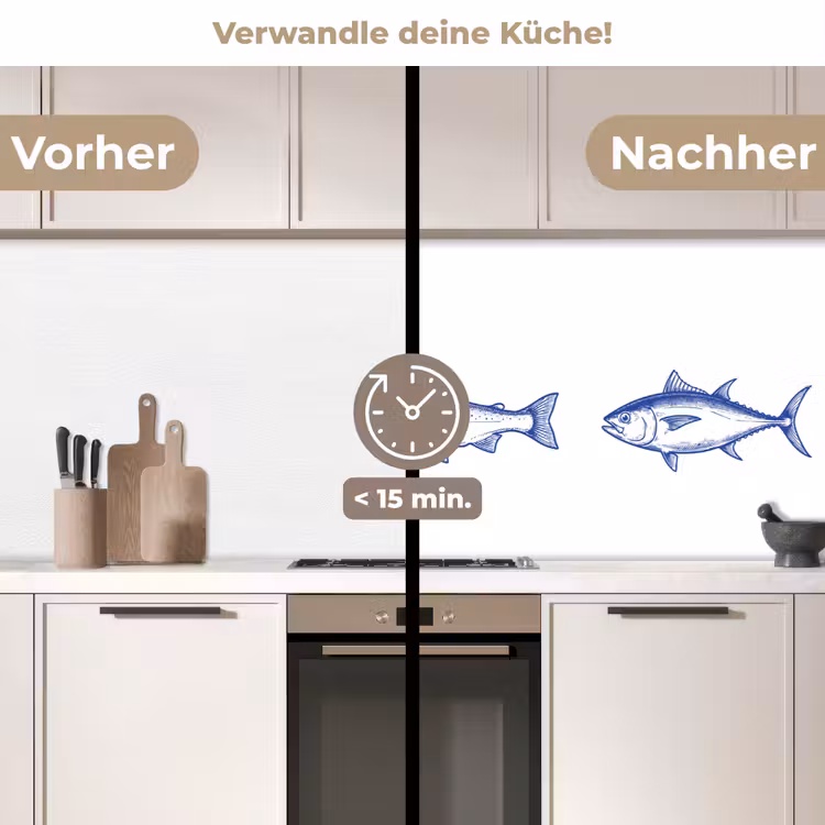 Küchen rückwand - Fische - Blau - Weiß — 2