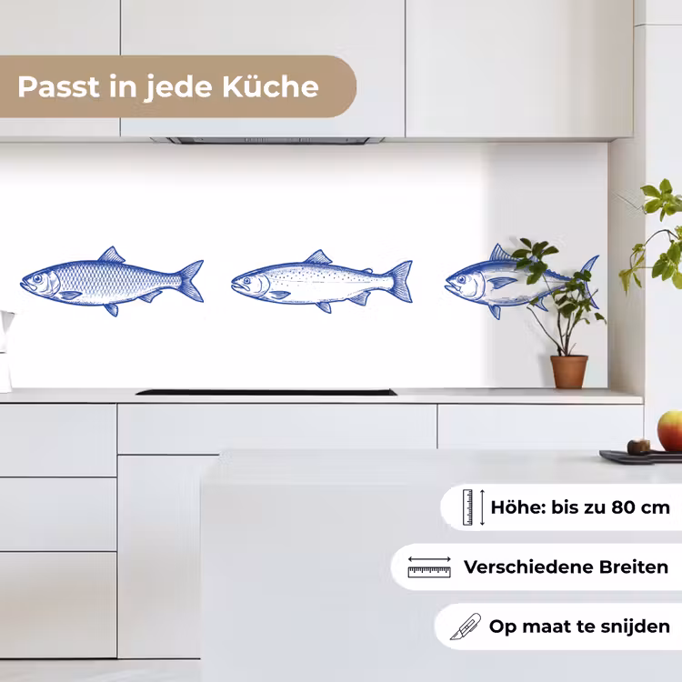 Küchen rückwand - Fische - Blau - Weiß — 4