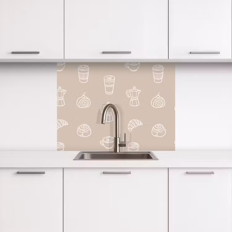 Küchenrückwand - Kaffee - Brötchen - Beige - Muster — 3