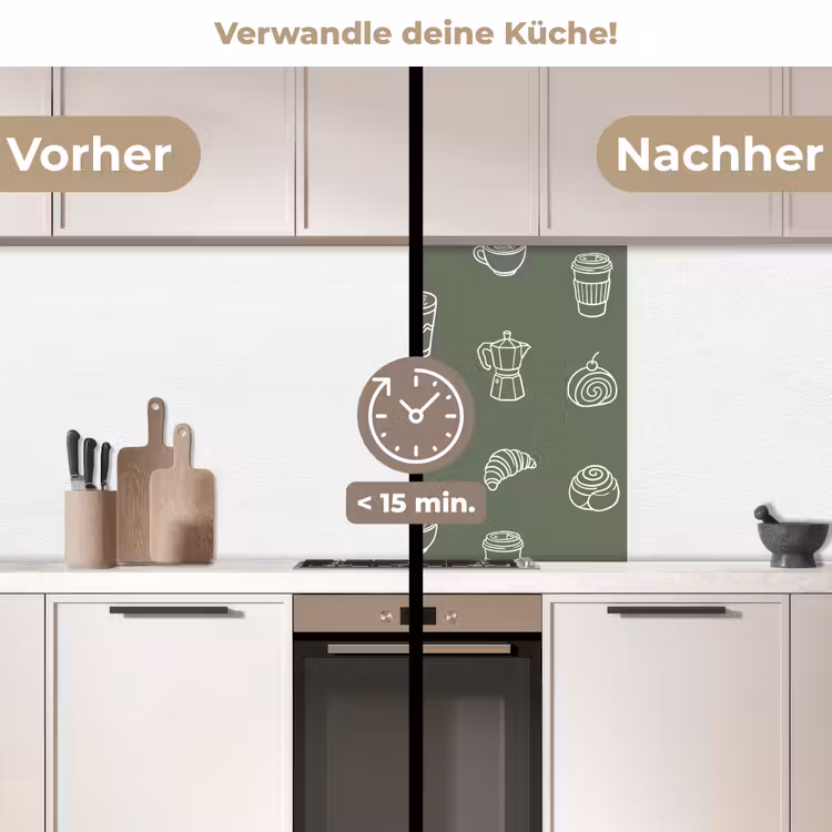 Küchenrückwand - Kaffee - Brötchen - Grün - Muster — 2