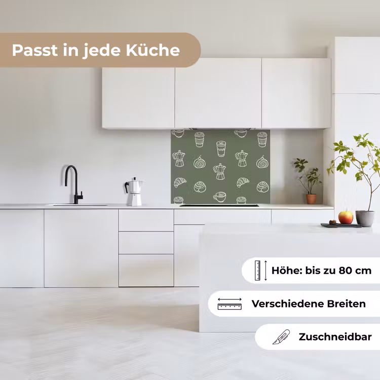 Küchenrückwand - Kaffee - Brötchen - Grün - Muster — 6