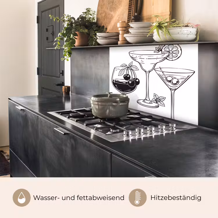 Küchenrückwand - Gläser - Cocktails - Schwarz und weiß — 4