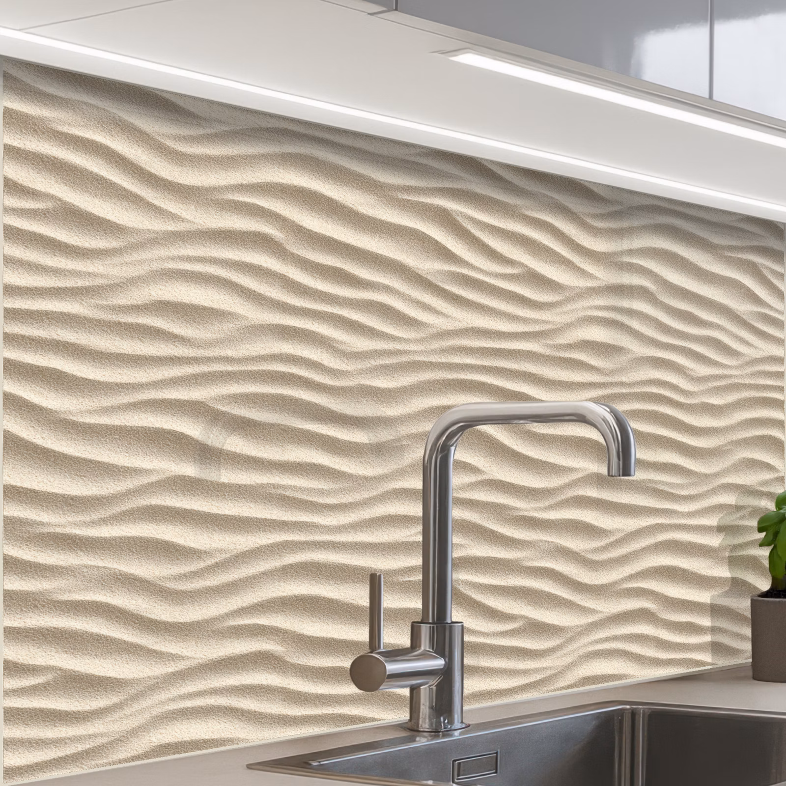 Küchenrückwand - Sand - Wellen - Beige — 1