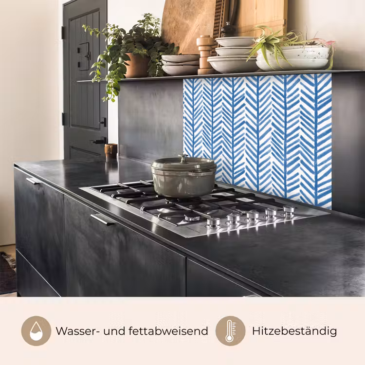 Küchenrückwand - Muster - Gestreift - Blau — 4