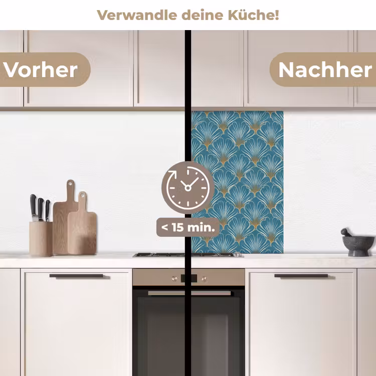 Küchenrückwand - Symmetrisch - Muster - Blau — 2
