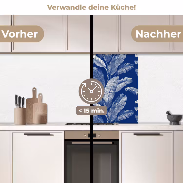 Küchenrückwand - Blatt - Palme - Blau — 2